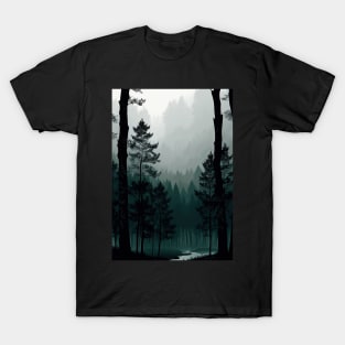 Tall Pine Forest in the Fog T-Shirt